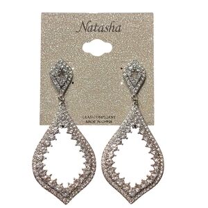 Natasha Couture Sparkling Silver Drop Earrings